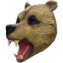 Brown Bear Mask, Halloween Costume Party Latex Realistic Animal Head Mask