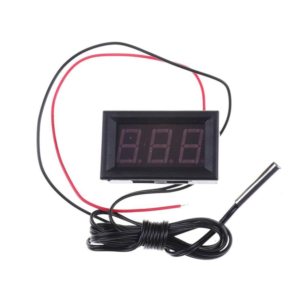 Red Dc12V Digital Thermometer With Temp Probe -50~110C Temperature Detector Led