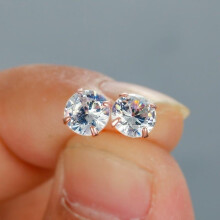 (rose gold) Fashion 6MM Round Cut Glass Stud Earrings Rose Gold Earrings Bride Wedding Jewelry Gift
