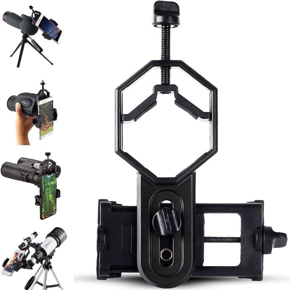 (black) Universal Cell Phone Photography Adapter Cellphone Telescope Clip For Astronomical Telescope Binoculars Monocular Spotting Scope