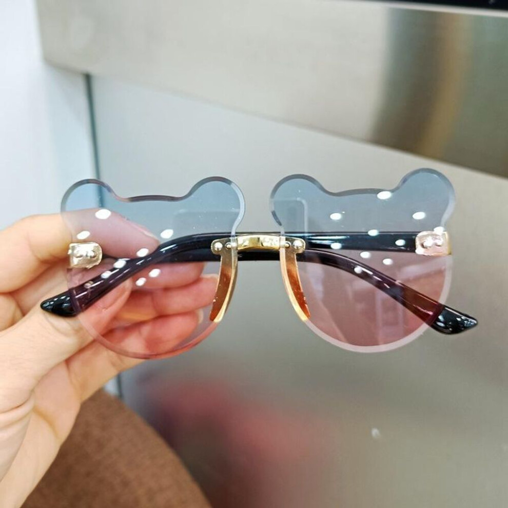 (blue,pink) Fashion Baby Kid Sunglasses Cute Bear Head Cartoon Sunglasses Gift Party Birthday For Children