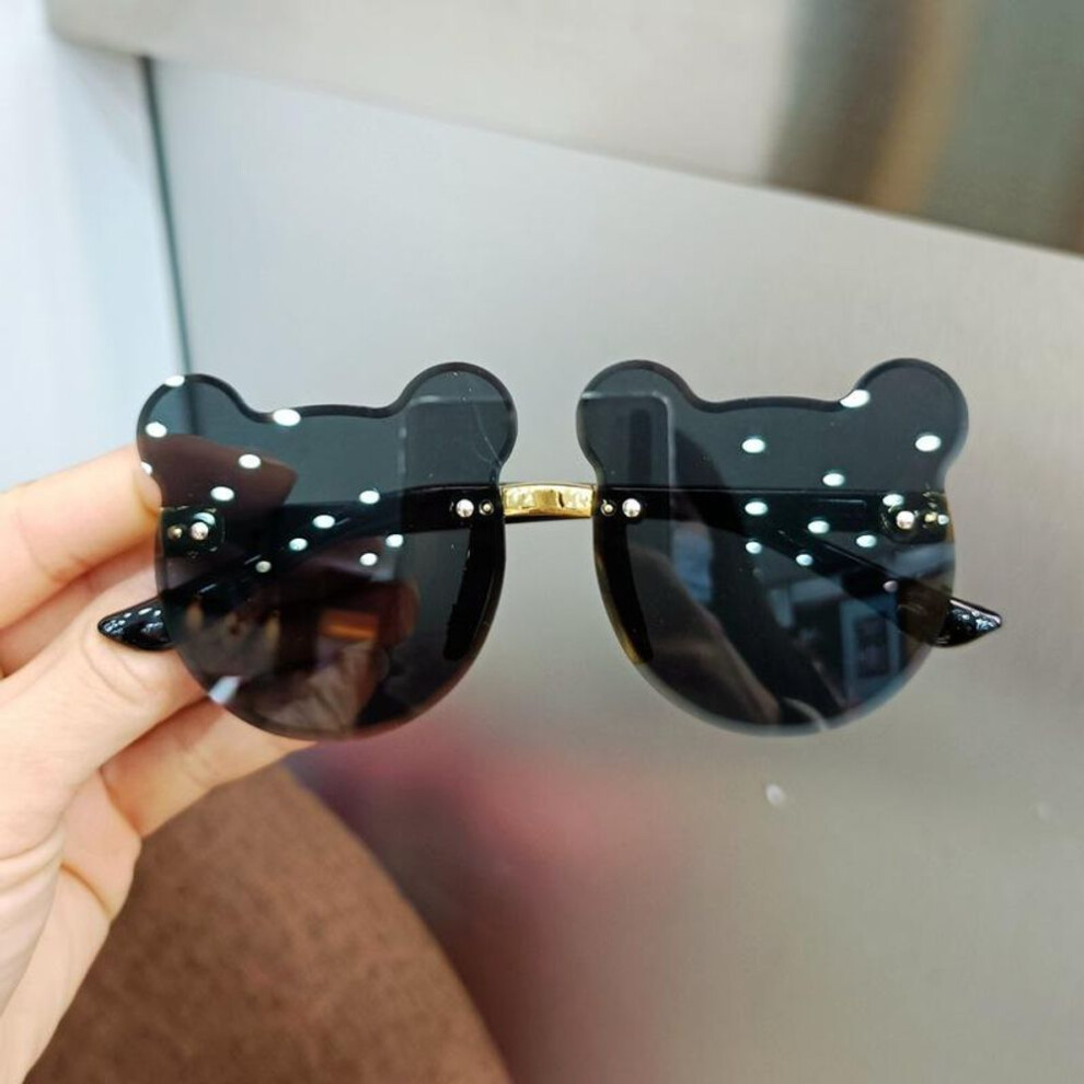 (black) Fashion Baby Kid Sunglasses Cute Bear Head Cartoon Sunglasses Gift Party Birthday For Children
