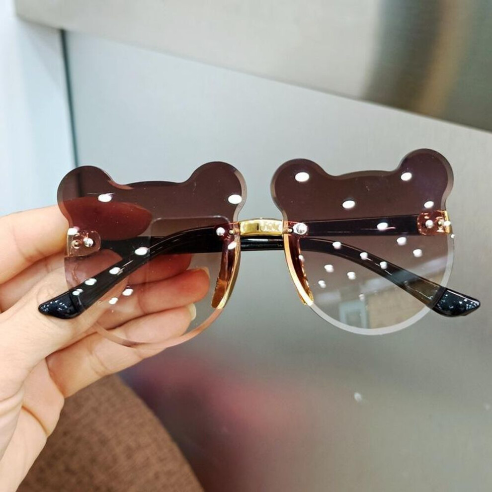 (brown) Fashion Baby Kid Sunglasses Cute Bear Head Cartoon Sunglasses Gift Party Birthday For Children