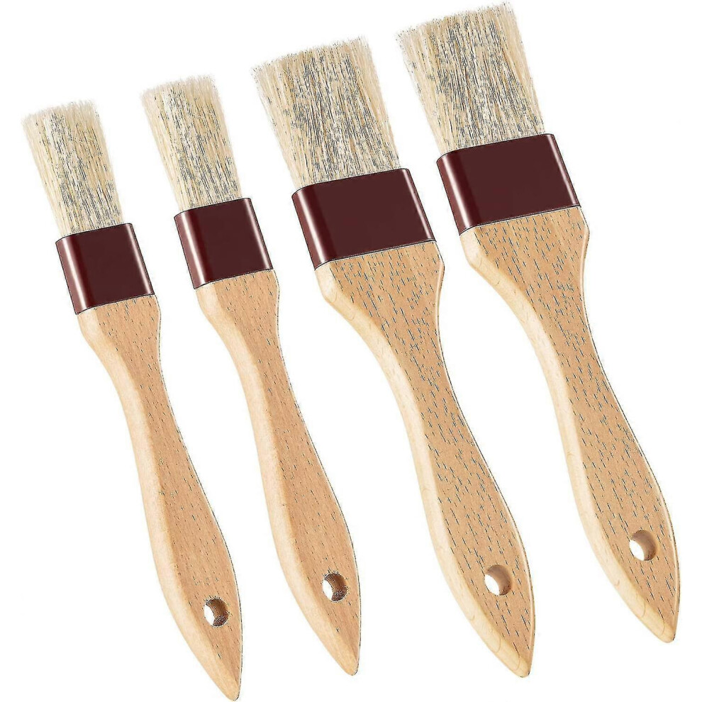 4 Pieces Pastry Brushes Basting Oil Brush with Boar Bristles And Beech Hardwood Handles Barbecue Oil Brush for Spreading Butter Cooking Baking Brush Z