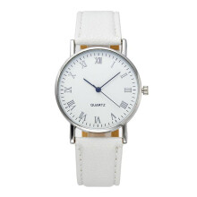 (white) Simple Womens Leather Watch Roman Numeral Quartz Analog Watch Casual Business Dress Watch