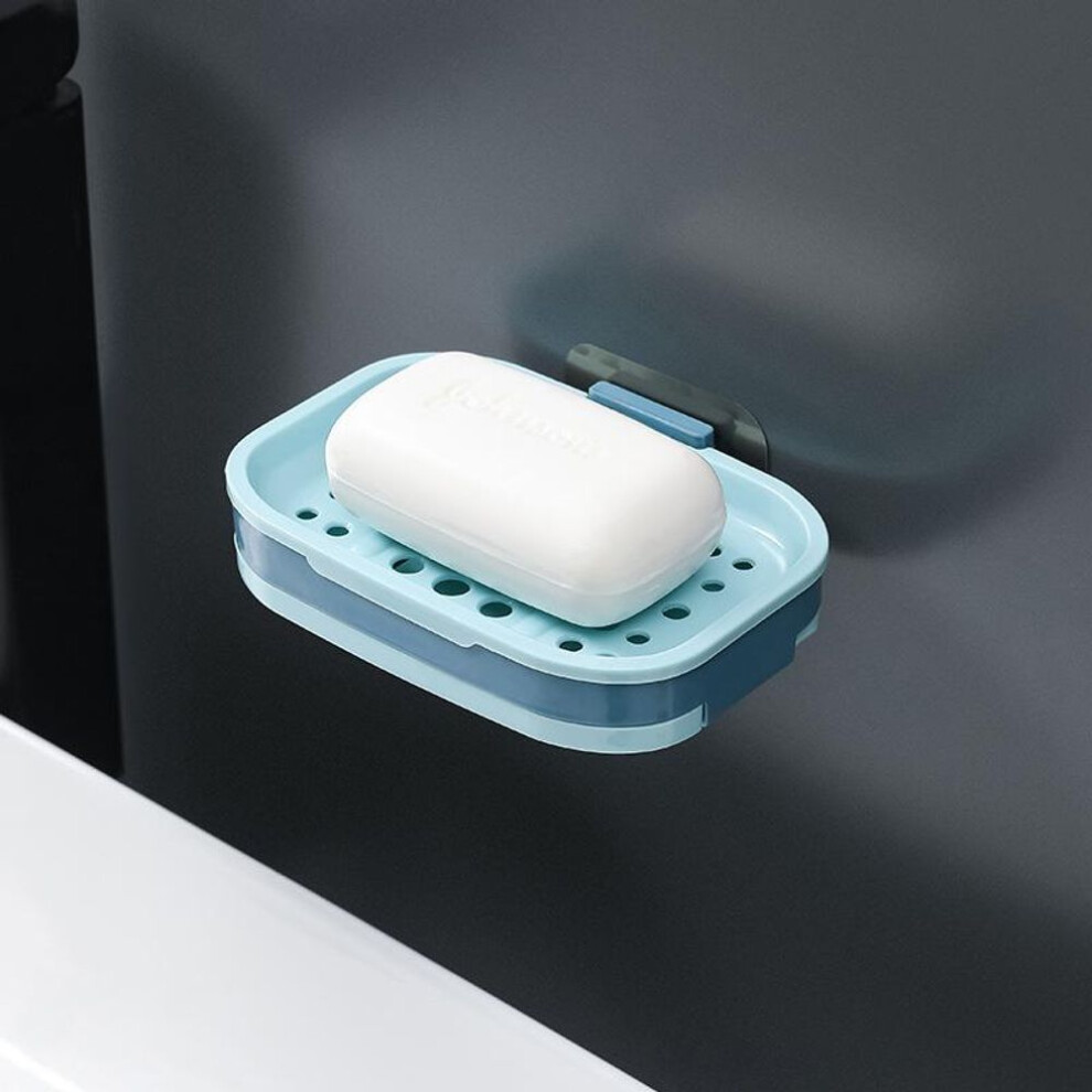 (sky blue) 1pc Non-slip Soap Holder Bathroom Strong Suction Drain Rack Soap Dishes Household Suction Cup Wall Mounted Soap Dish