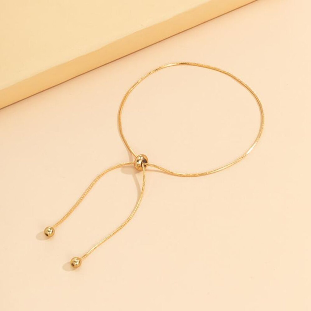 (gold) Adjustable Chain Anklet Bracelet for Women Vintage Fashion Simple Thin Chain Anklet Female Foot Beach Jewelry Gift