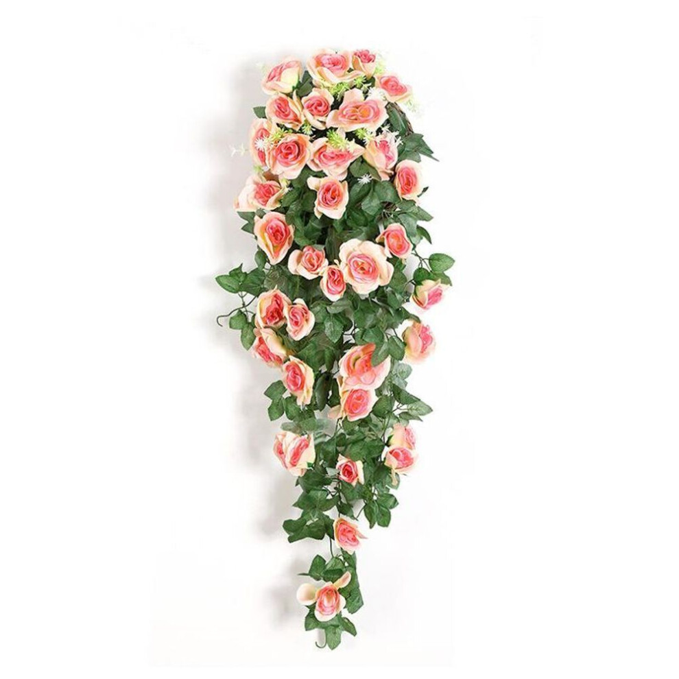 (champagne) Home Decor Artificial Flower Hanging Flowers Rose Simulation Vine Wedding Garden Artificial Flower Rattan Plant Vine Wall Hanging Roses