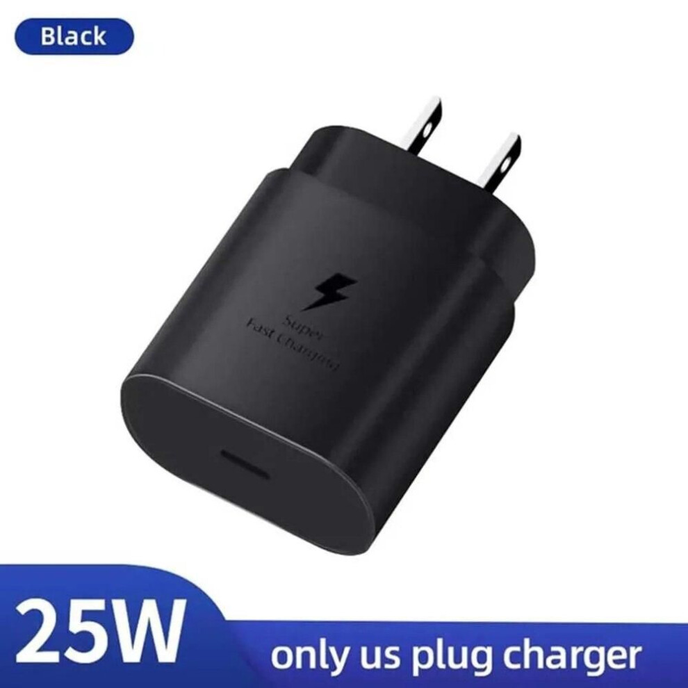New (Us Plug) Pd 25W Fast Charging Charger For Samsung Galaxy S20 S21 S22 S23 Ultra Usb C Cable Usb Type C Fast Charging Android Phone Charger Adapt Black Size 1