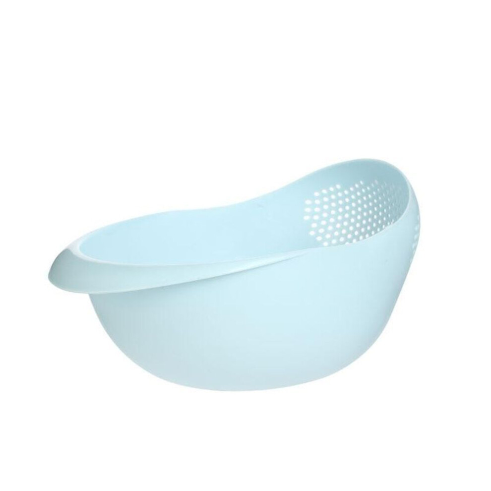 (blue) 2-In-1 Rice Washer Plastic Sieve Fruit Bowl Plastic Clean Machine Vegetables Basin Basket Washing Filter Strainer Kitchen Tool