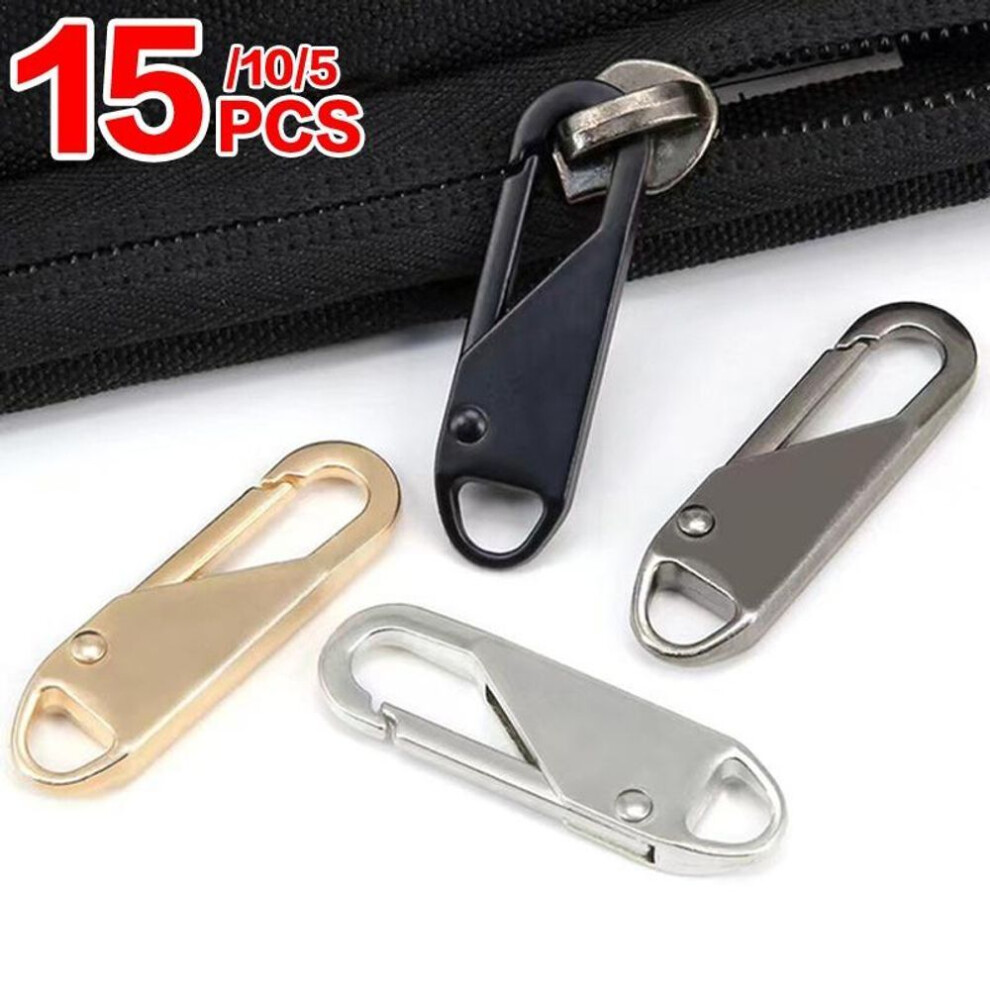 (black, 15pcs) 5/10/15Pcs Detachable Zipper Head Universal Zipper Puller Instant Zipper Repair Kits For Zipper Slider DIY Sewing Craft Sewing Kits Zippers 3 Colors