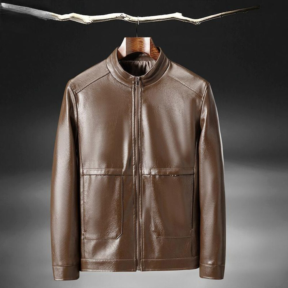 (brown, 50) Spring and Autumn New Men's Fashion Clothes Thin Men's Standing Neck Jacket Casual Men's Coat