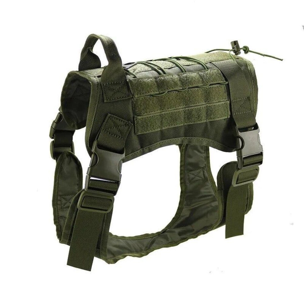 (green, M) Tactical Dog Harness Military Pet German Shepherd K9 Pet Training Vest Dog Harness and Leash Set for Small Medium Large Dogs
