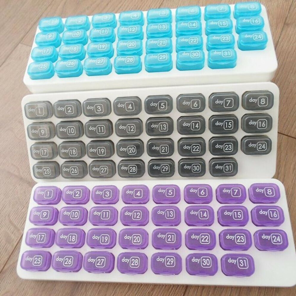 (purple) 31 Day Pill Box Tablet Medicine Organiser Dispenser Monthly Daily Storage Case