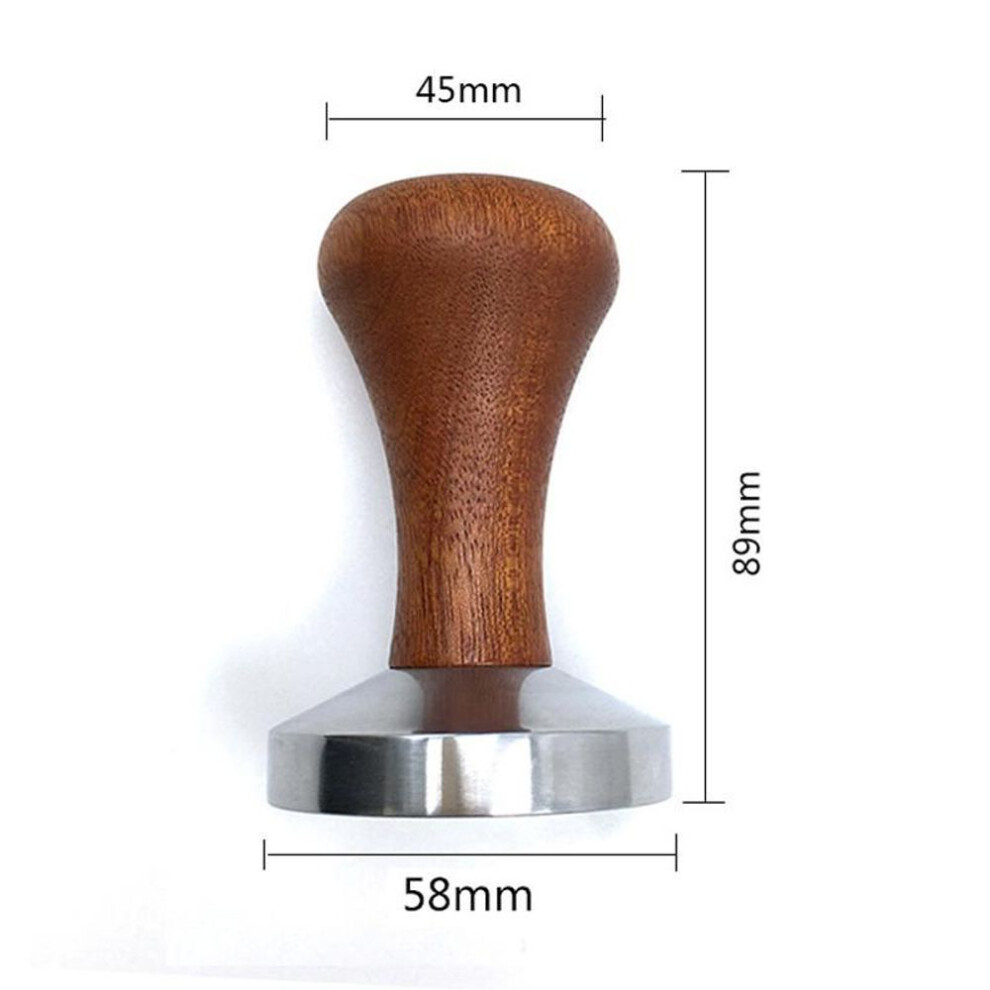 (58mm) 51mm/53mm/58mm Espresso Coffee Tamper Aluminum Coffee Distributor Leveler Tool Bean Press Hammer With Wooden Handle