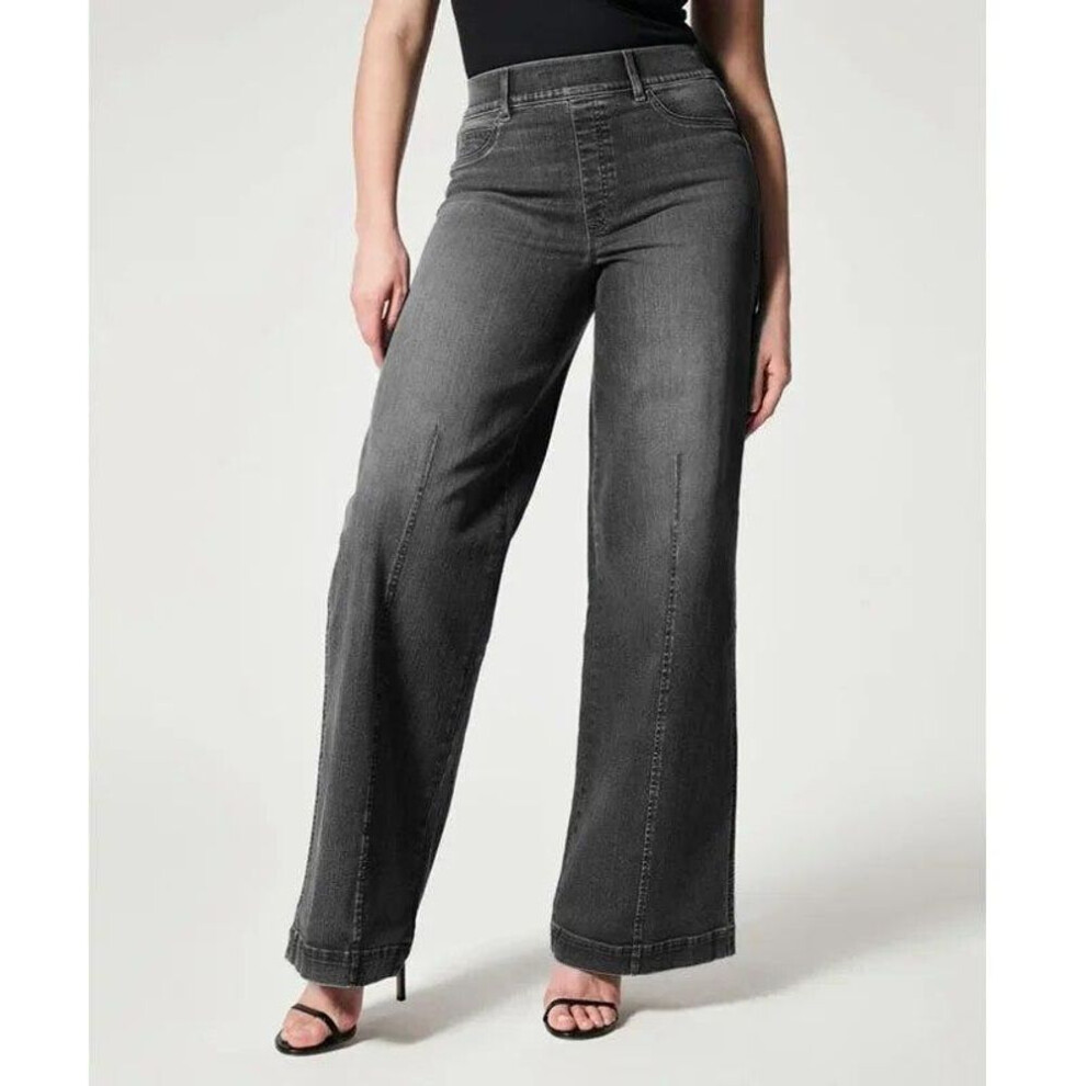 (black, S) Sexy Solid Wide Leg Denim Jeans Women Office-lady High Elastic Waist Jeans Autumn Winter  Casual Pants With Pockets 30095