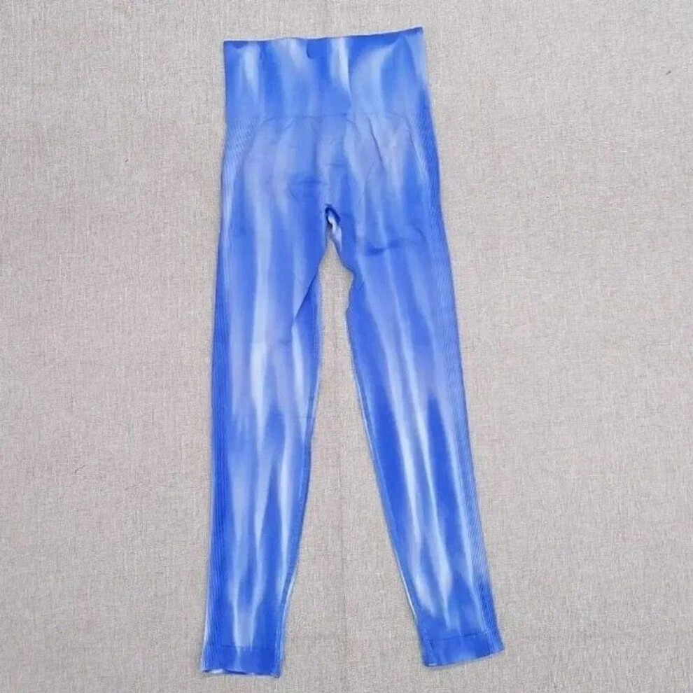 (blue, S) Sexy Slim Fit High Waist Seamless Yoga Pants For Women Casual Ladies Tight Leggings Soprt Pants Striped Pants 30155