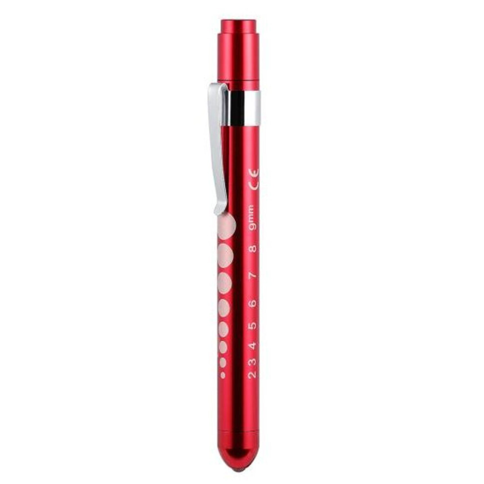 (red) Portable Medical First Aid Led Pen Light Flashlight Torch Lamp With Pupil Gauge