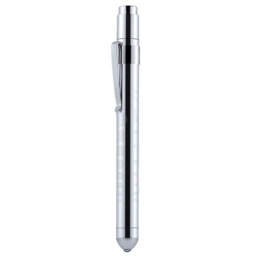 (silver) Portable Medical First Aid Led Pen Light Flashlight Torch Lamp With Pupil Gauge