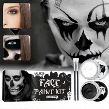Halloween Makeup Face Paint Kit: Black And White Body Paint Set Special Effects Makeup Pigment Halloween Dress Up Party A Set