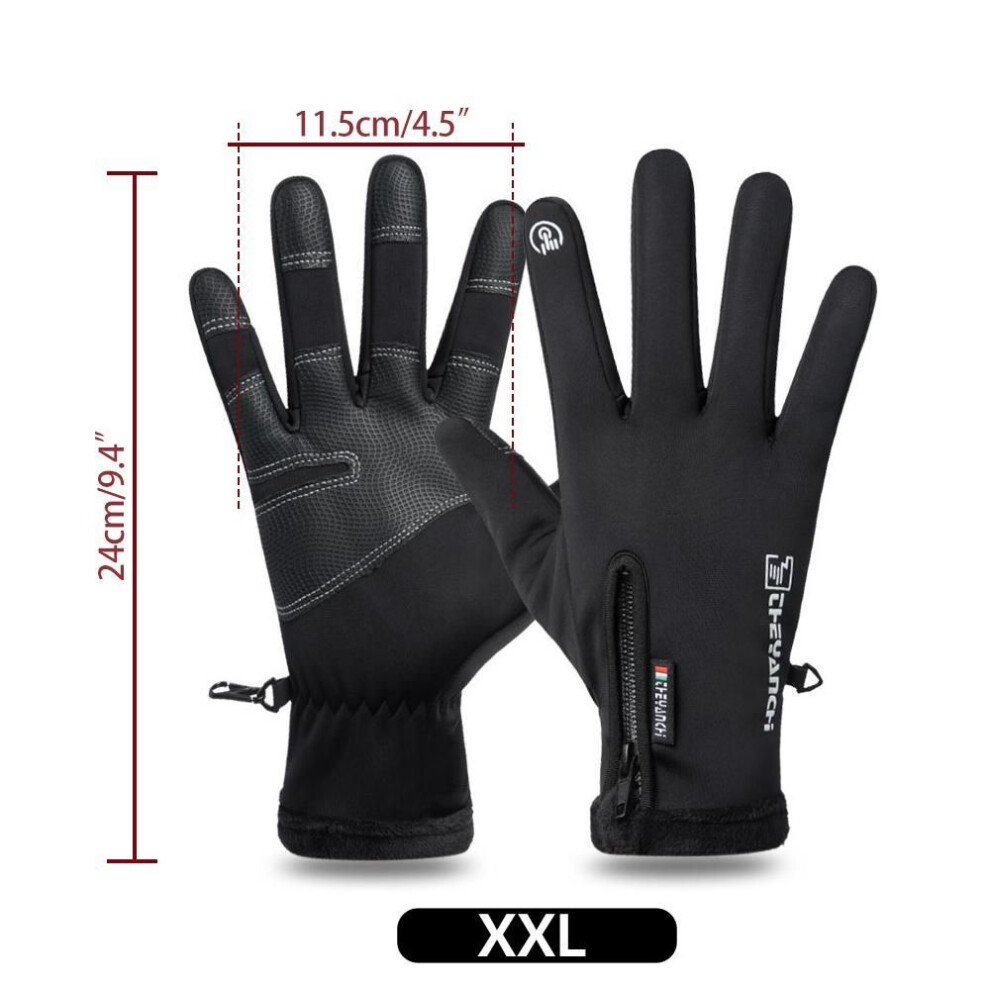 (black, XXL) Motorcycle Bike Bicycle Cycling Gloves Winter Warm Gloves Waterproof Antislip Outdoor Sports Ski Mountaineering Gloves Touch Screen M/L/XL/XXL Size
