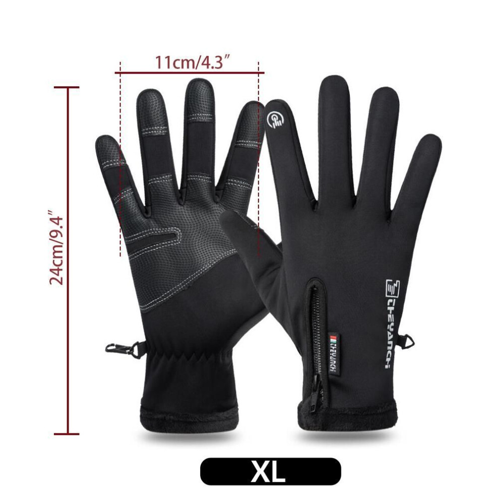 (black, XL) Motorcycle Bike Bicycle Cycling Gloves Winter Warm Gloves Waterproof Antislip Outdoor Sports Ski Mountaineering Gloves Touch Screen M/L/XL/XXL Size