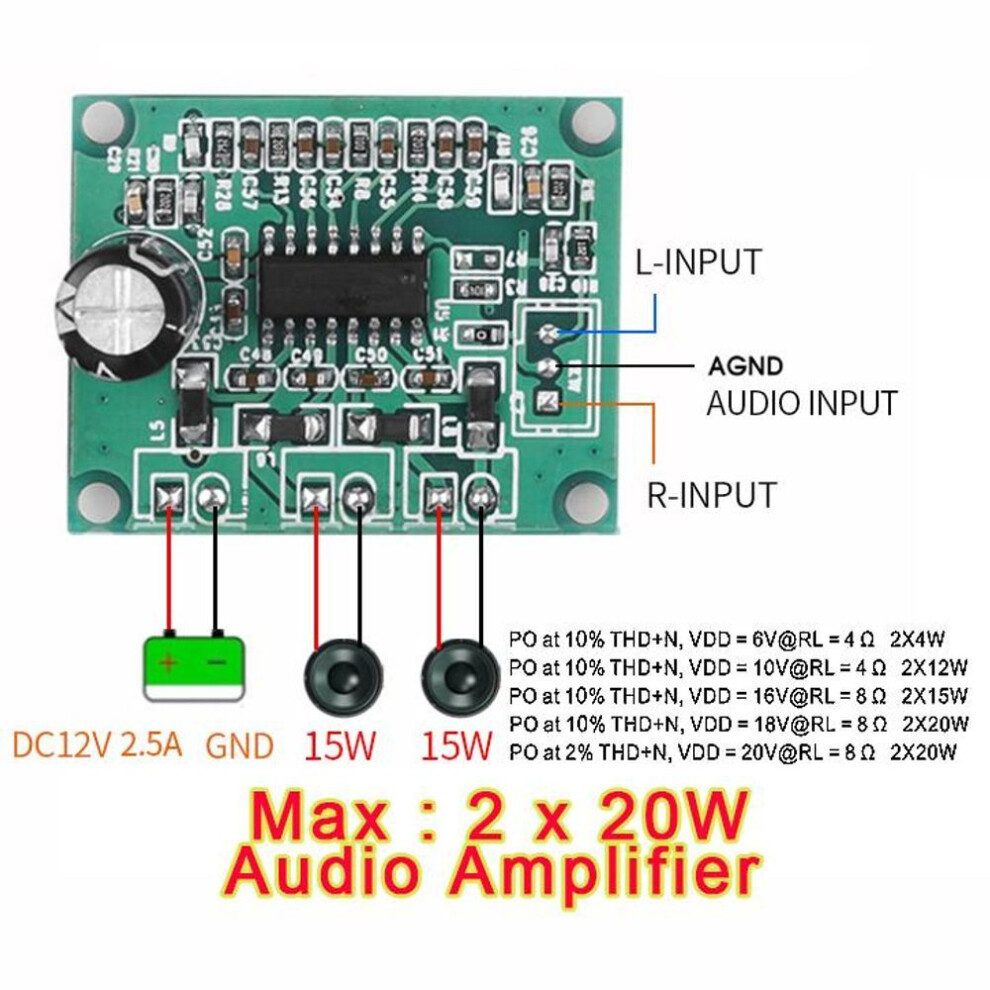 2*15W Dual Channel Amplifier Board CS8655E Audio Power Amp Digital AMP HiFi Stereo Max 20W Amplifier Class D Low Distortion