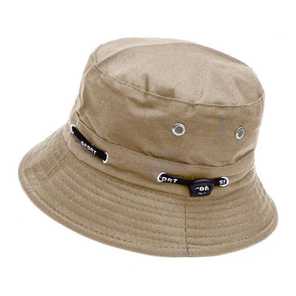 (khaki) Foldable Bucket Hat Solid Color Autumn Panama Cap Wide Brim Uv Protection Flat Top Hip Hop Sun Hat Unisex Fisherman Cap