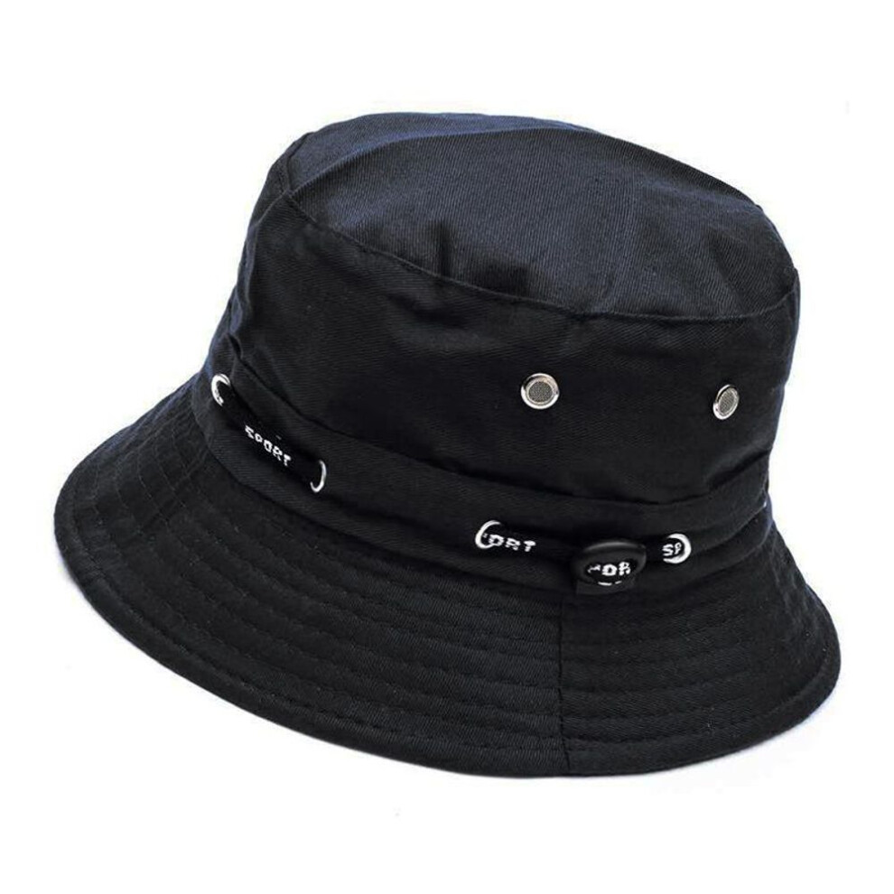 (black) Foldable Bucket Hat Solid Color Autumn Panama Cap Wide Brim Uv Protection Flat Top Hip Hop Sun Hat Unisex Fisherman Cap