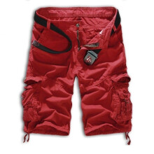 (Red , 34) Bermuda Camo Men Cargo Shorts Army Military Camouflage Trousers Shorts Combat