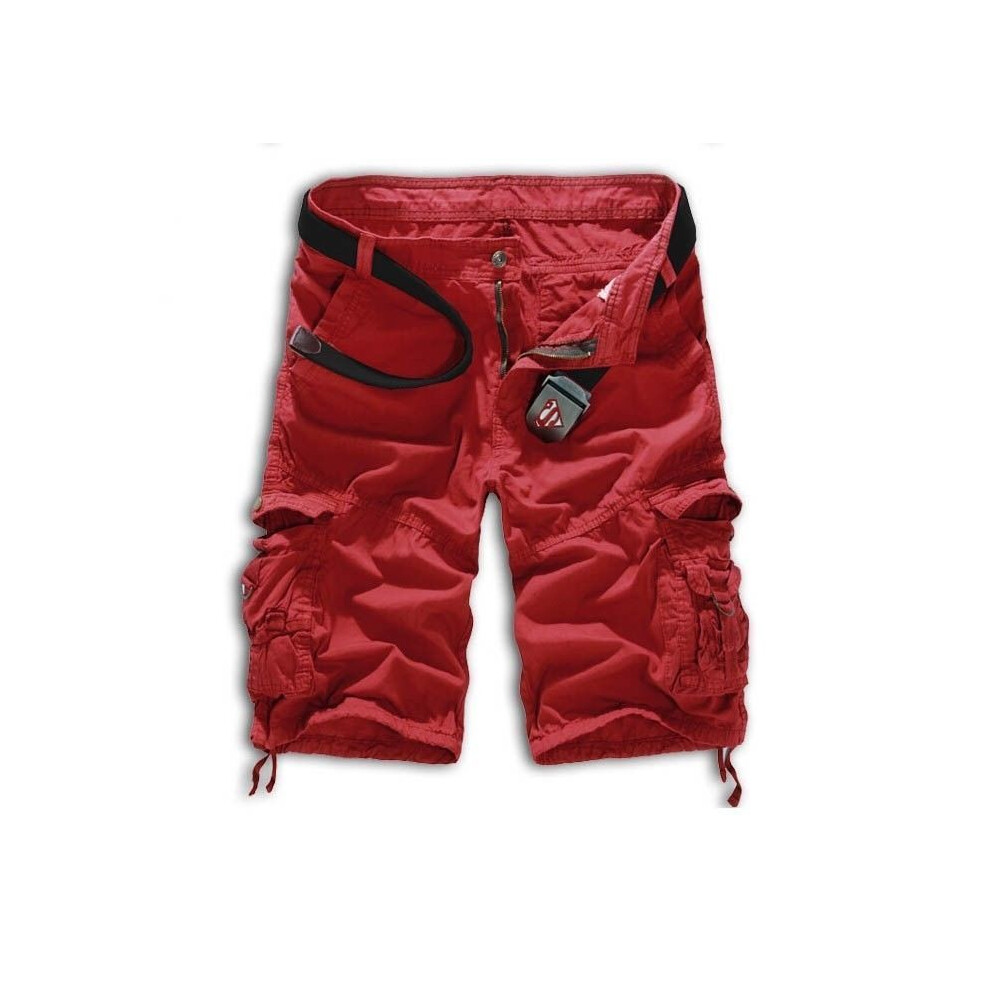 ( 34) Bermuda Camo Men Cargo Shorts Army Military Camouflage Trousers Shorts Combat Red