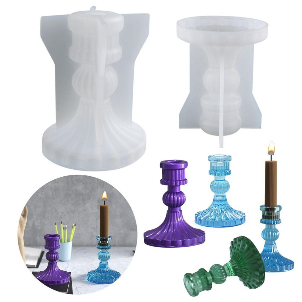 (white) Nordic Candlestick Silicone Molds For Diy Plaster Cement Uv Epoxy Resin Candle Holder Home