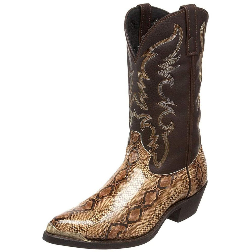 (gold, 47) Men Western Cowboy Boots European And American Printed Snake Patterned Motorcycle Boots