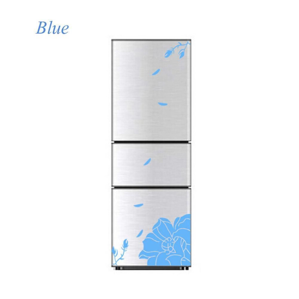 (blue) One Set Home Mural Art Elegant Refrigerator Sticker Floral Cabinet Decal Magnolia Flower