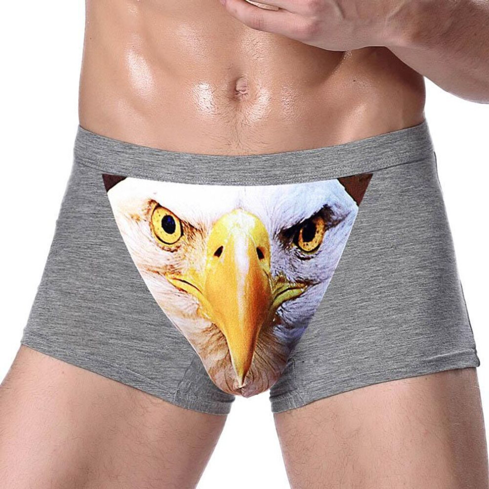 (grey, Goshawk head-XL) Men&apos;s Underwear Fashion 3D Wolf Head Printed Briefs Underpants Funny Eagle Patterned Boxers Shorts