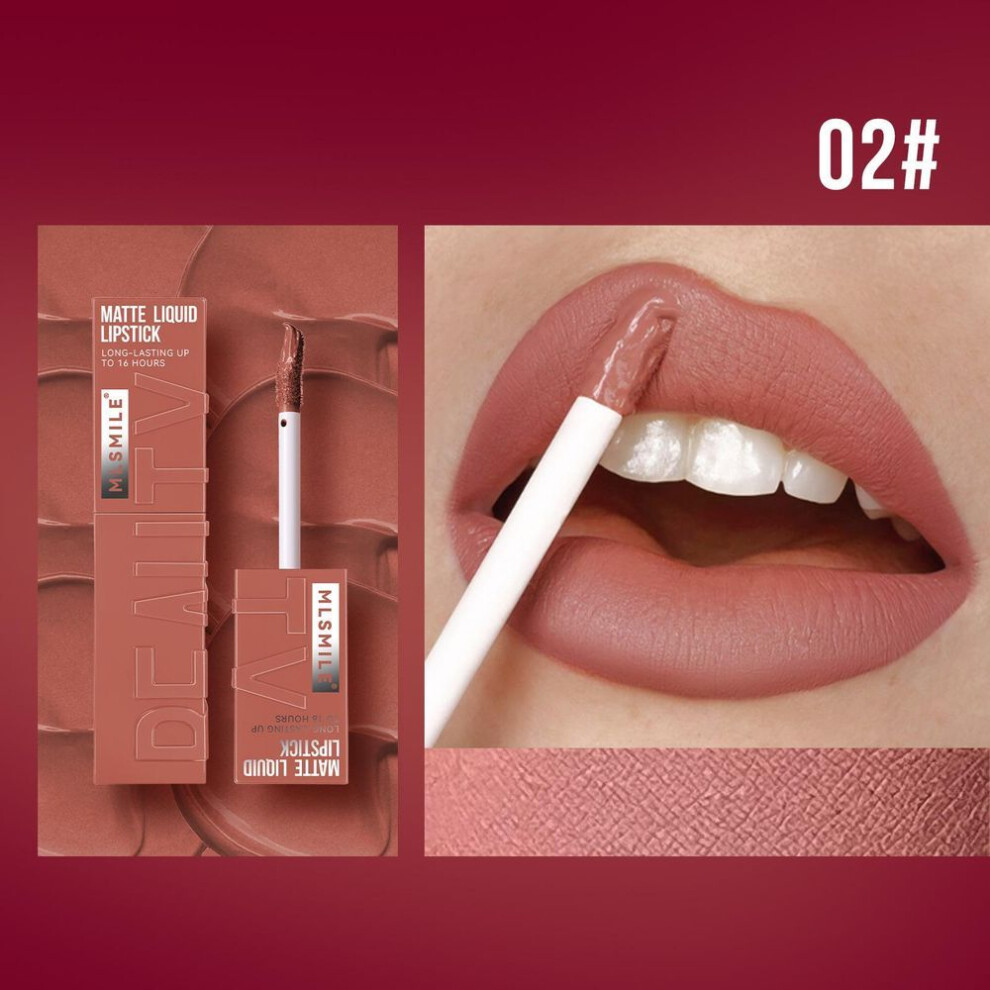(2#) 6 Colors Matte Lip Gloss Velvet Lip Glaze Long Lasting Liquid Lipstick Lip Gloss High Pigment Fine Flash Moisturizing Lipstick Lip Makup