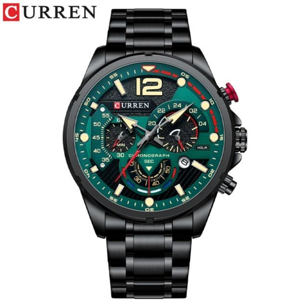 (green) Curren New Green Mens Watches Top Brand Luxury Stainless Steel Quartz Watch Men Sport Date Male Clock Waterproof Wristwatch 8395
