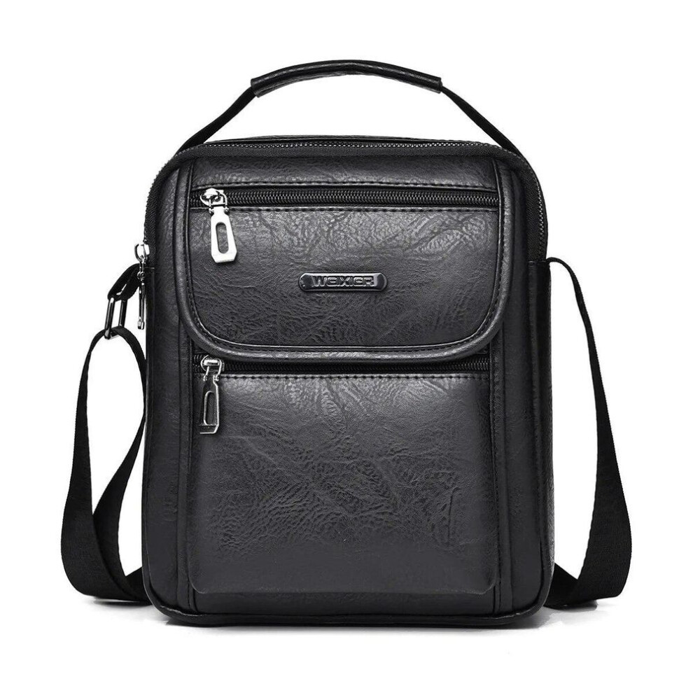 (black) Weixier Men Crossbody Bag Shoulder Bags Vintage Men Handbags Large Capacity Pu Leather Bag For Man Messenger Bags D273