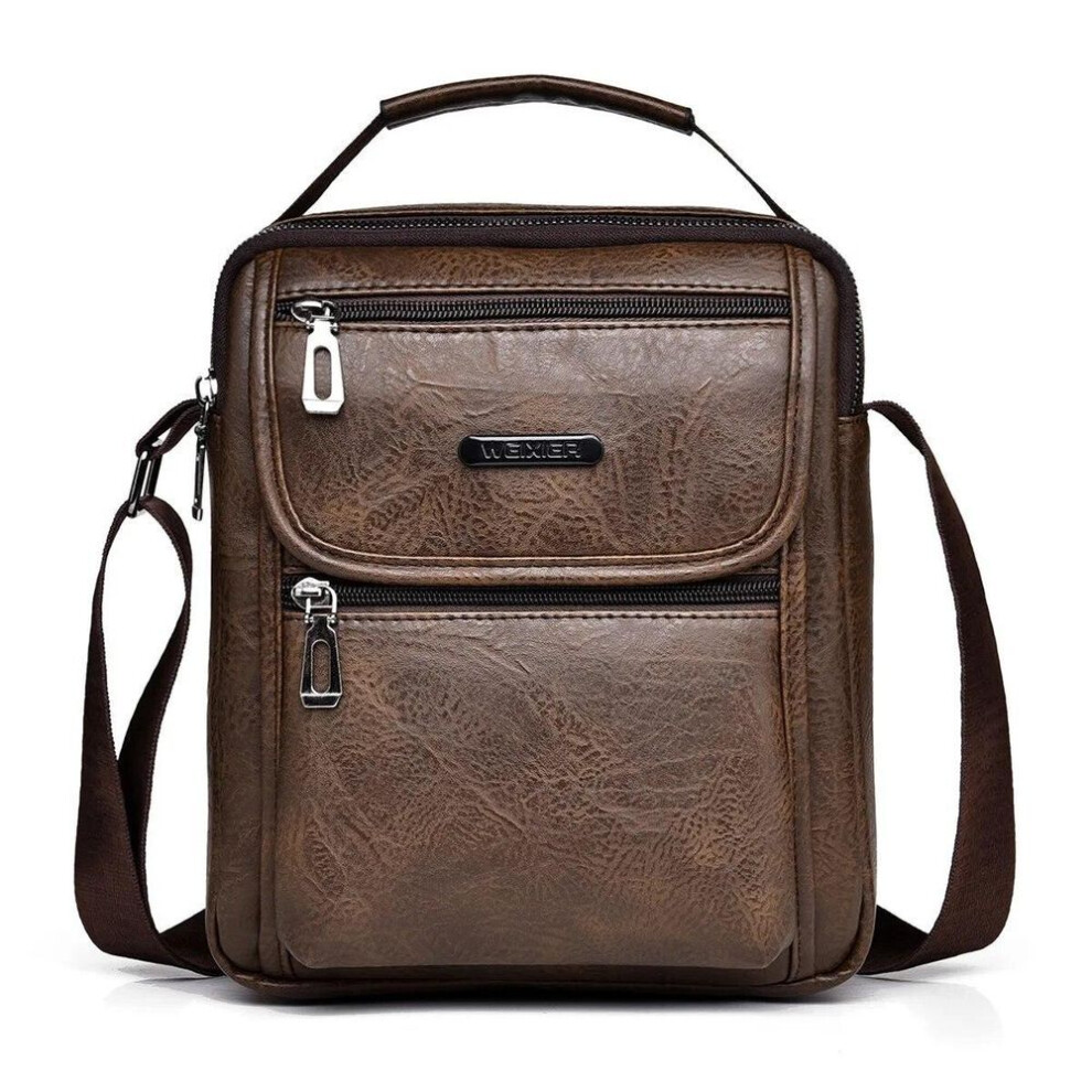 (coffee) Weixier Men Crossbody Bag Shoulder Bags Vintage Men Handbags Large Capacity Pu Leather Bag For Man Messenger Bags D273