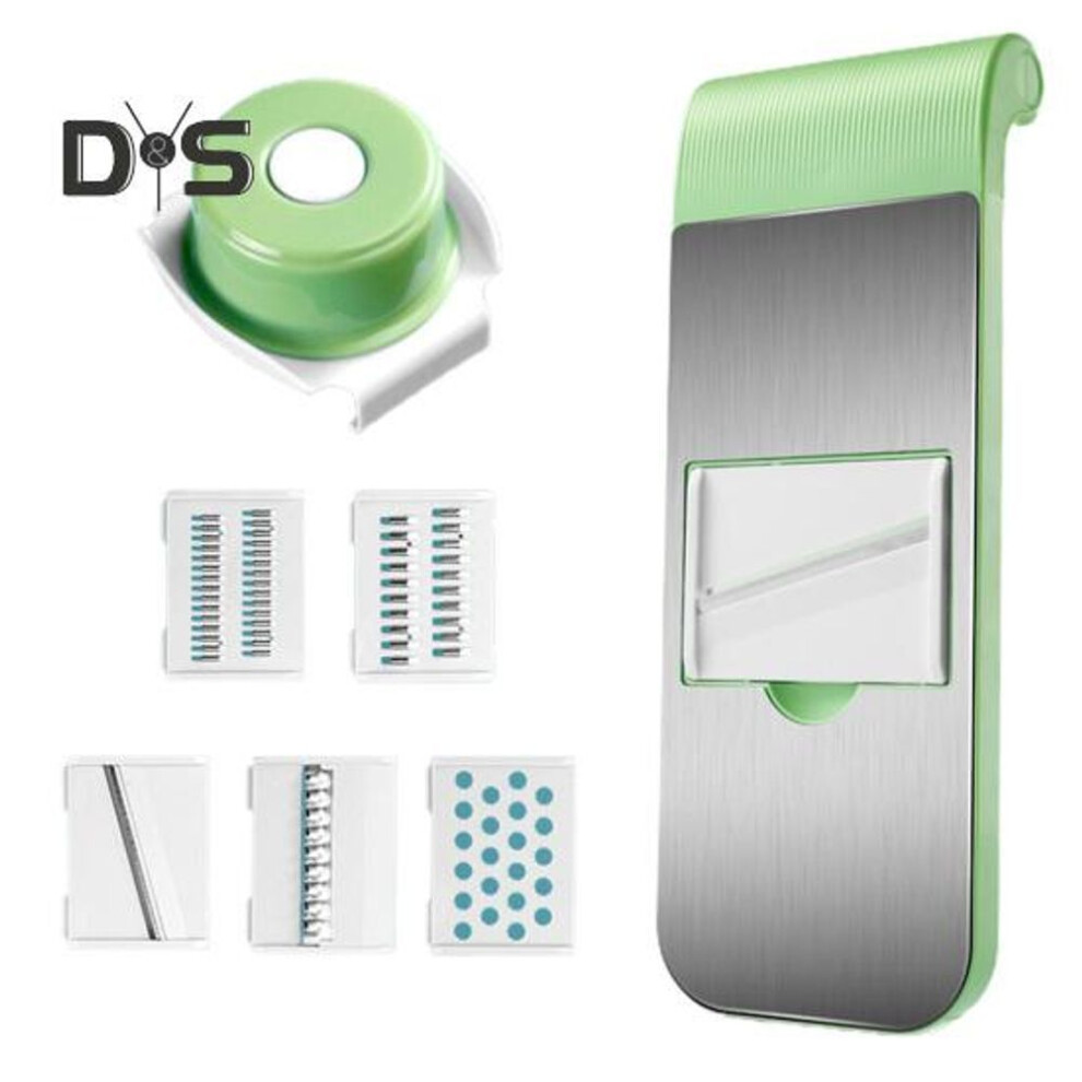 (green) 1 Set Stainless-steel Vegetable Shredder Labor-saving Useful Vegetable Fruit Potato Chopper Carrot Grater