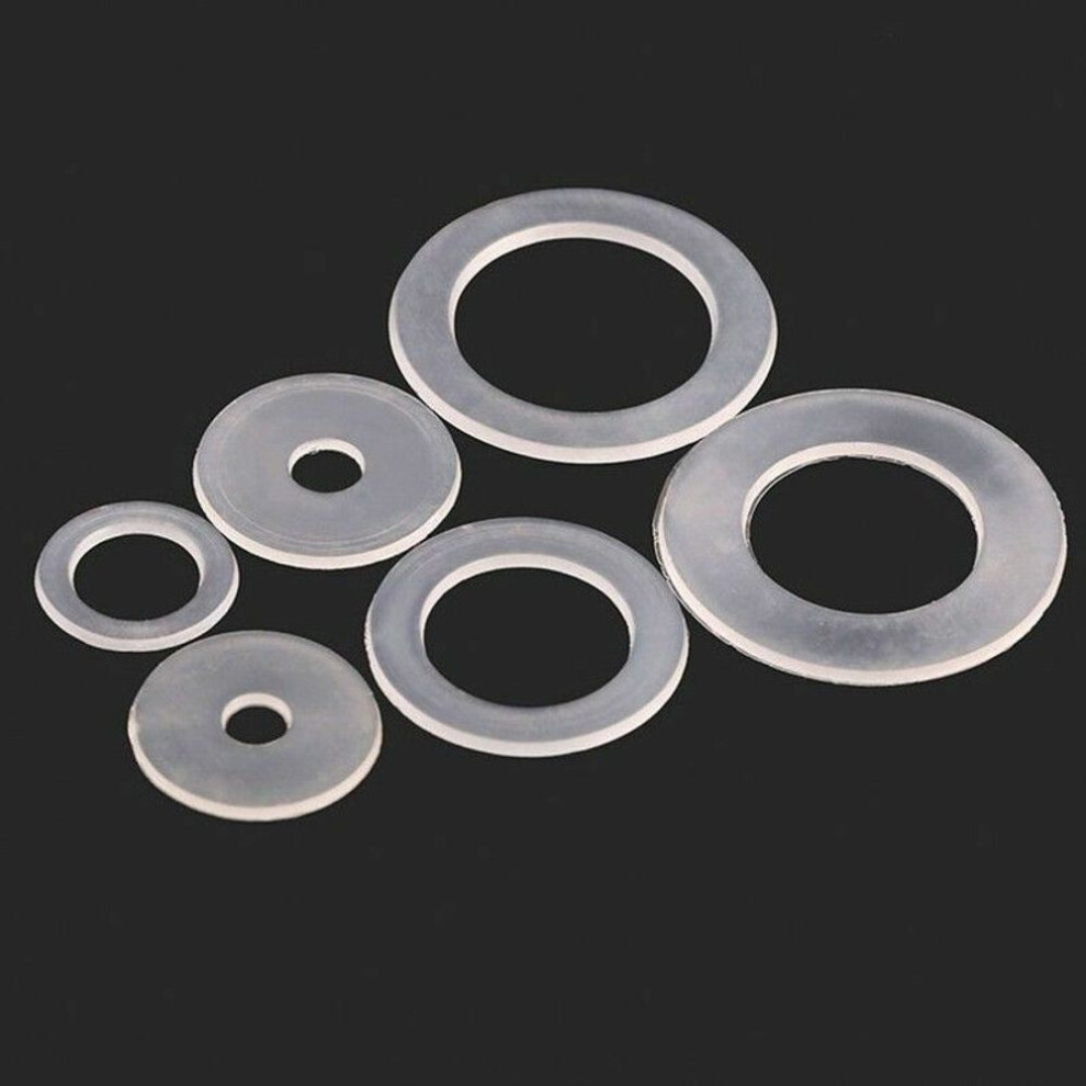 (M10x16x1mm) 50pcs Transparent Clear Soft Gasket Metric Nylon Plastic Insulation Flat Washers M2 M2.5 M3 M3.5 M4 M5 M5.8 M6 M8 M10 M12 M14 M16 M18 M20