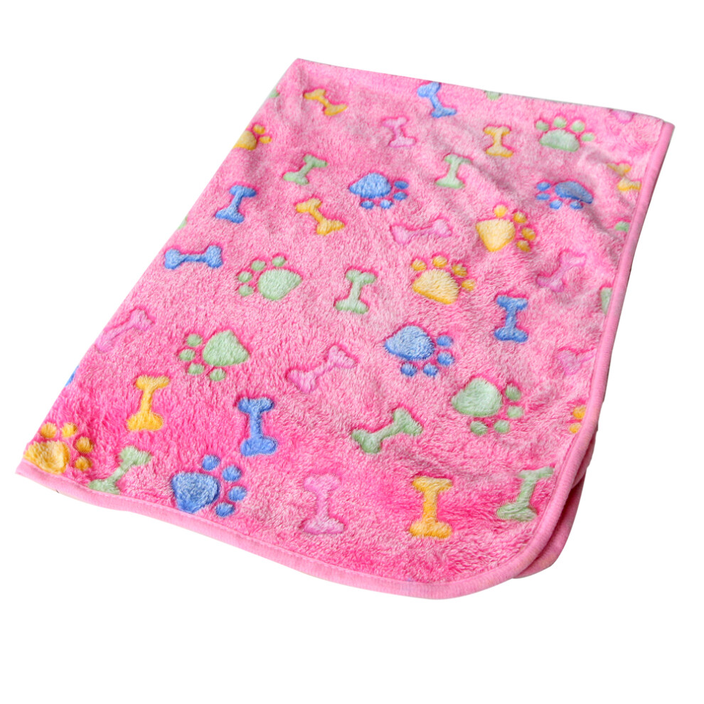 (Pink, 20*20CM) Pet Cute 1pc Small Large Warm Paw Print Dog Puppy Fleece Soft Beds Blanket Mat-image-OPC-PG2MQWP-NEW