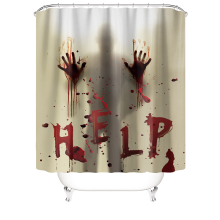 (Help) Halloween Shower Curtain Horror Bloody Hands For Halloween Decoration Hooks With