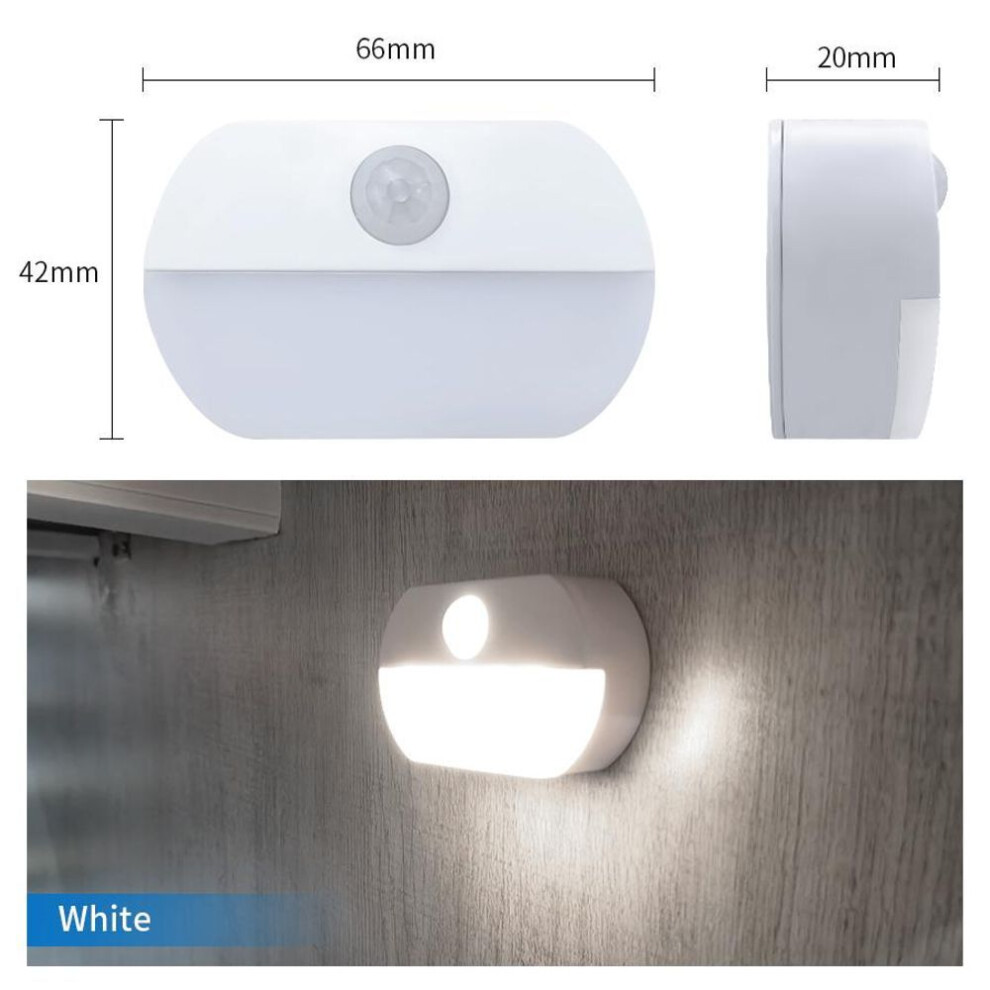(white) Motion Sensor Night Light Aaa Battery Powered Lamp Cabinet Storages Kitchen Lights Wall Stair Closet Aisle Bedroom Night Lamp