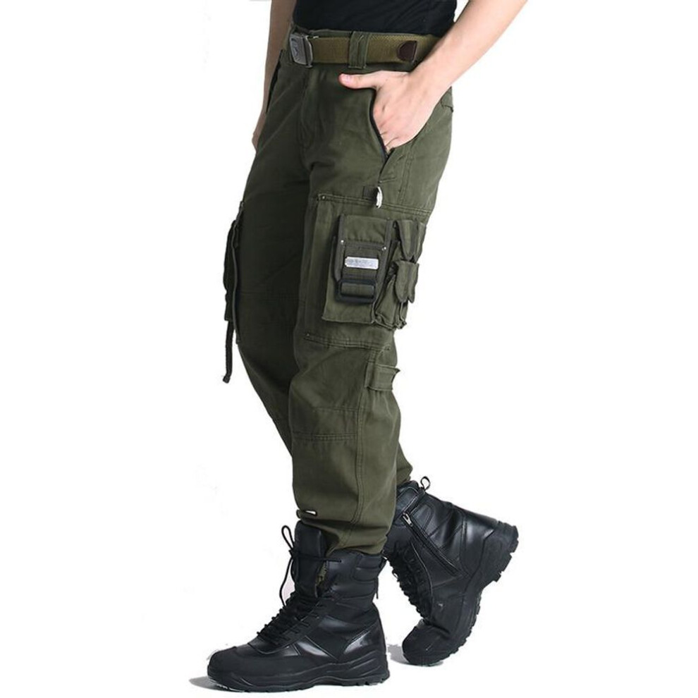 (army green, 30) Men&apos;s Security SWAT Combat Tactical Cargo Pants Casual Cotton Airborne Work Military Trousers  with Many Pockets