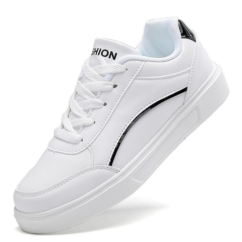 (white,black, 41) Hoho Fair  Sneakers White Shoes Women&apos;s Pu Leather Sports Shoes Flats Skateboard Sneakers