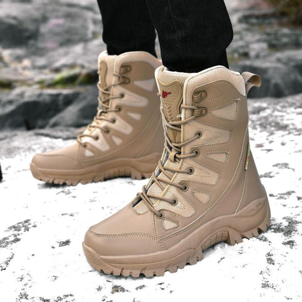 (brown, 41) Hoho Fair Large Size Boots  Women Autumn Boots Super High Quality Boots Men Shoes  Swat Tactical Boots