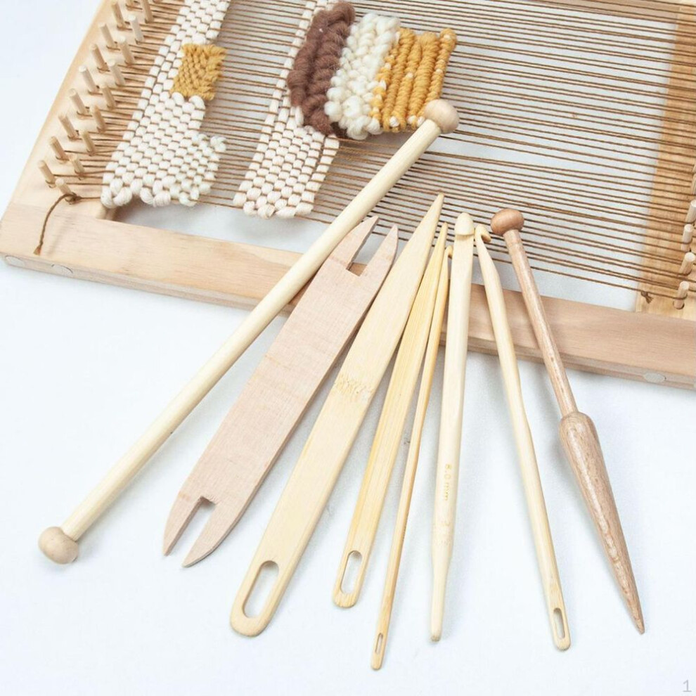 9x Weaving Loom Tools Wooden Knitting Crochet Hooks Carpet Set