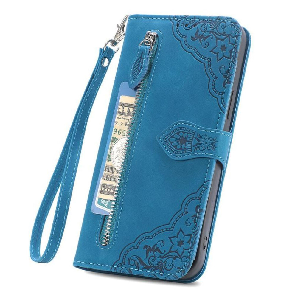 (, Samsung M53) Flip Leather Phone Case For Samsung Galaxy A53 A73 A33 A23 A13 A14 A34 A54 A21s A22 A32 A52 A30 A50 A70 A51 A71 Zipper Wallet Mult Blue 8357525575790