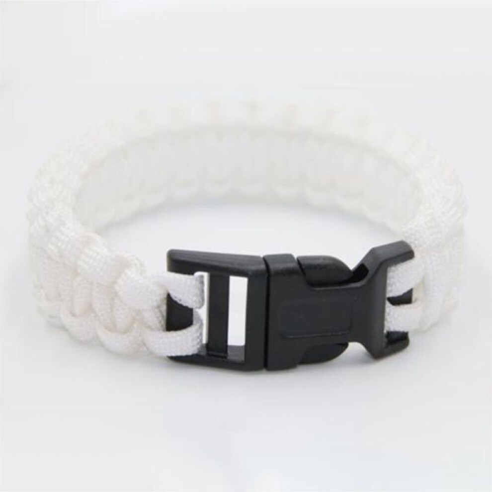 (white) Rui Rui Yu Parachute Cord Survival Bracelet With Emergency Hiking Paracord Bracelet Buckle Kit Rope Wristband